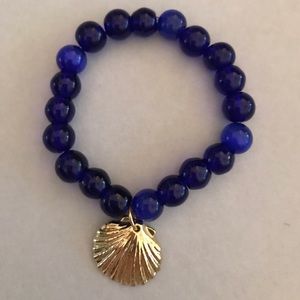 Cobalt Blue Stone with 10k seashell charm